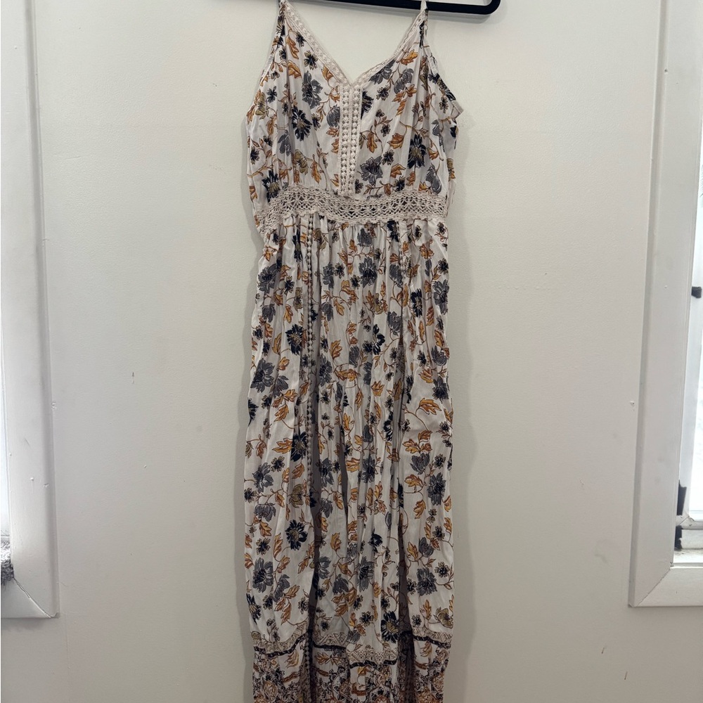 Angie Floral Print Jumpsuit in Cream and Black